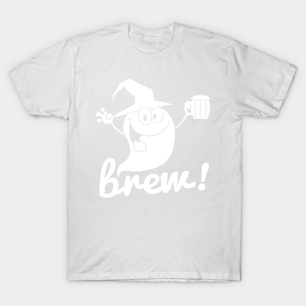 Brew! - Halloween Ghost Holding a Beer T-Shirt-TOZ